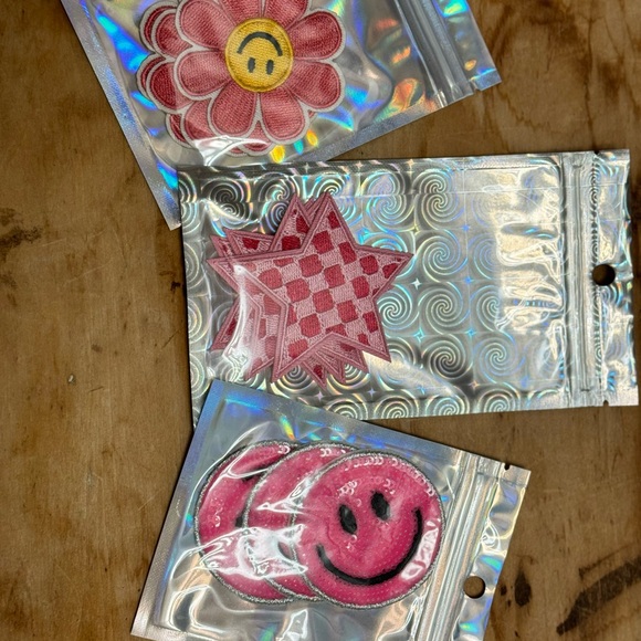 Other - Pink Smiley Face and Flower Patches